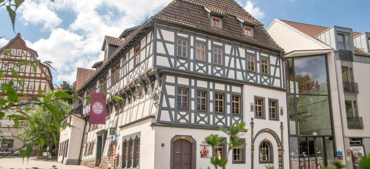 Die Au?enansicht des Lutherhauses in Eisenach.