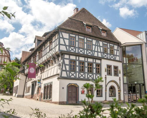 Die Au?enansicht des Lutherhauses in Eisenach.