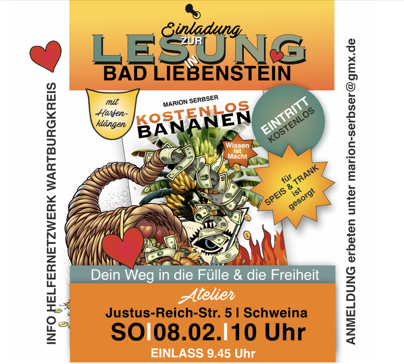 Bild zur Veranstaltung: „Kostenlos Bananen“ – Lesung für Herzmenschen